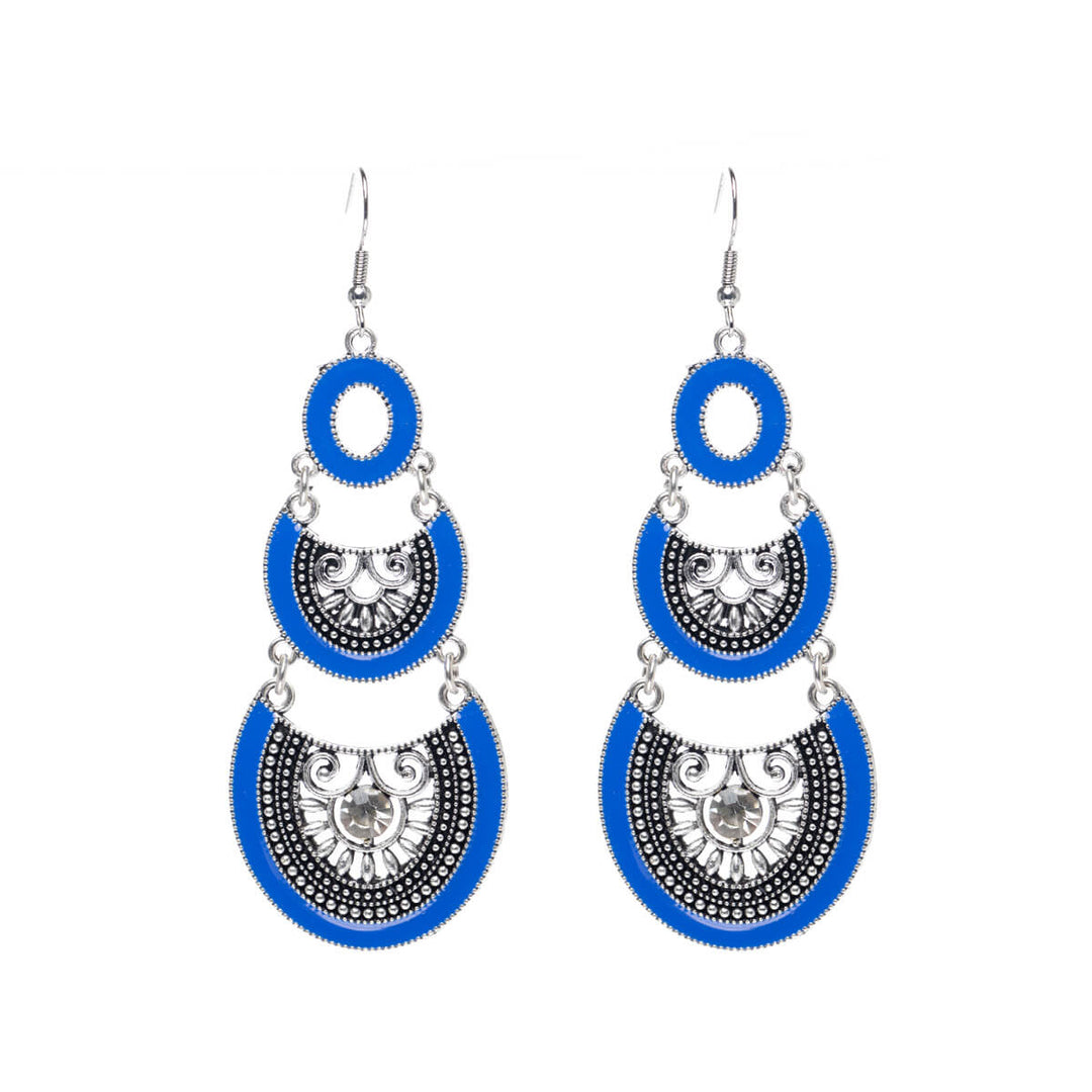 Long hanging three-piece earrings