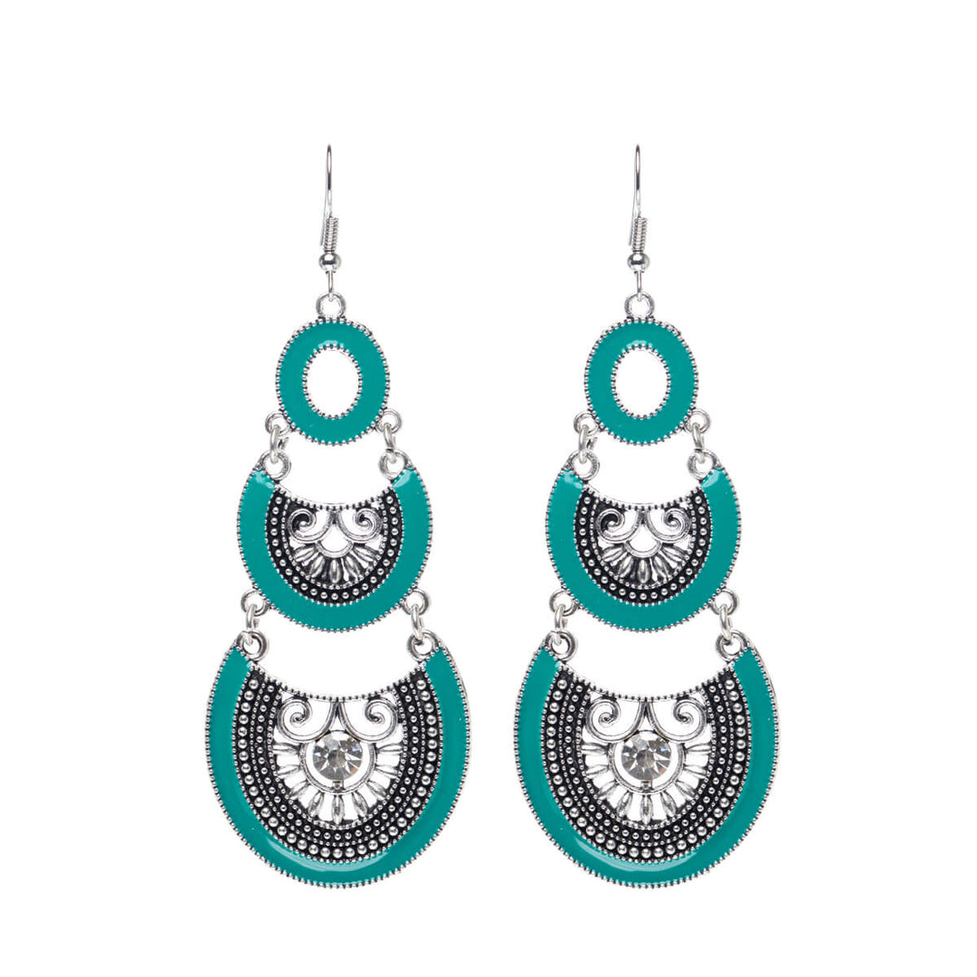 Long hanging three-piece earrings