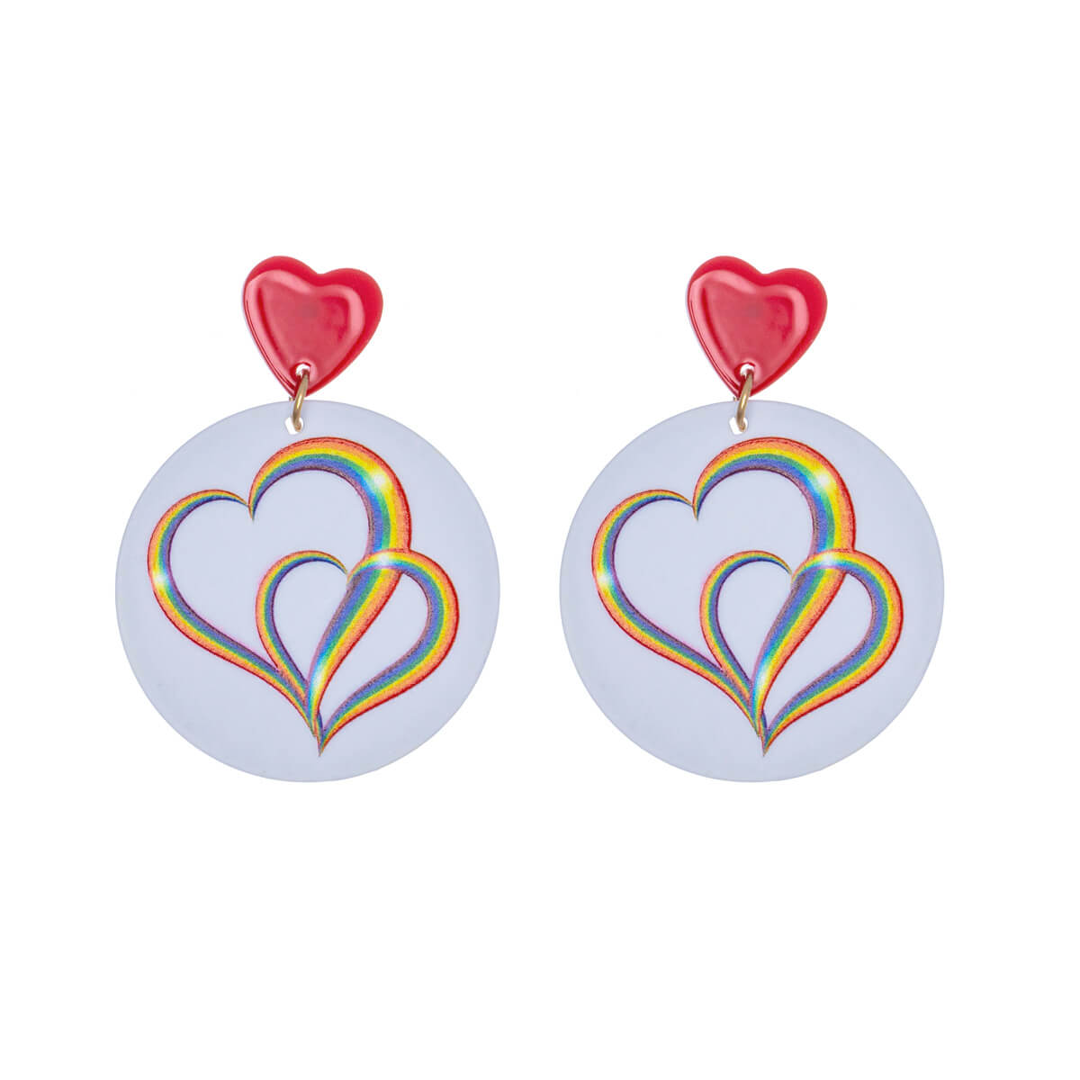 Round patterned earrings hearts