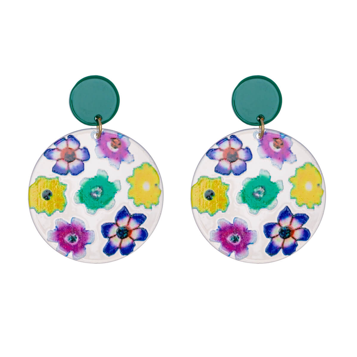 Round patterned earrings flowers