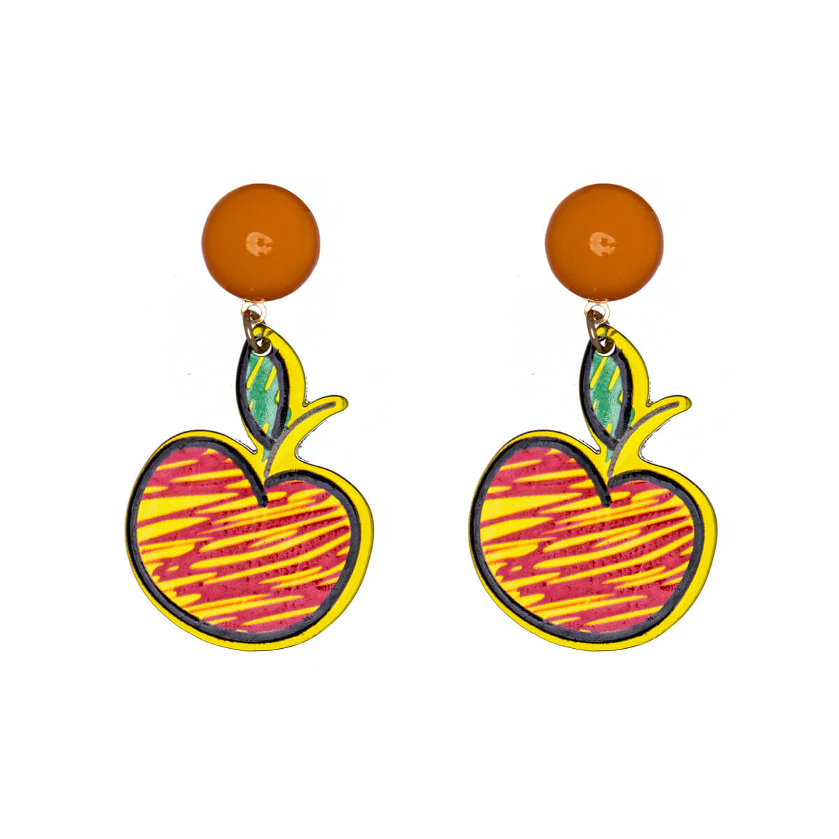 Plastic apple earrings