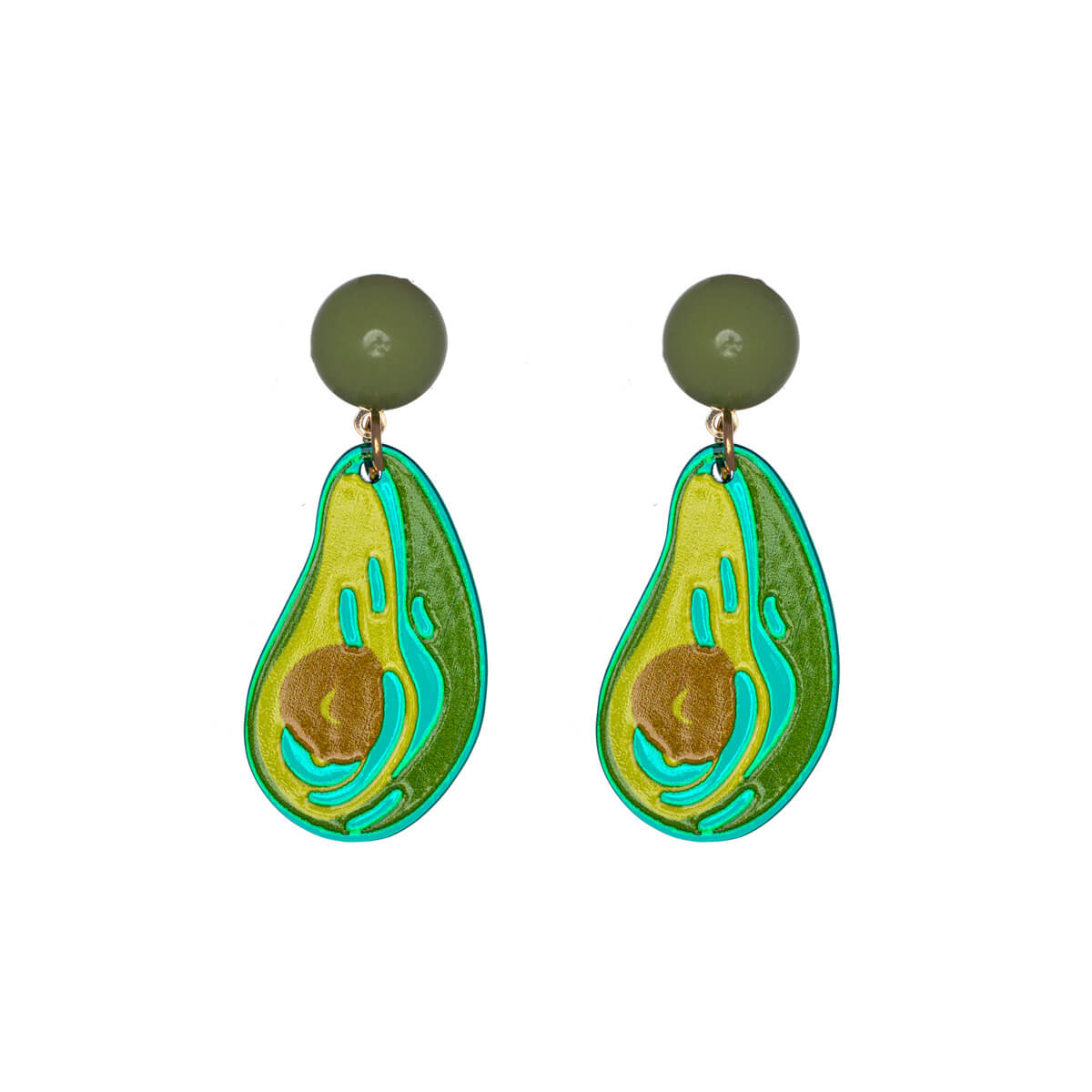 Plastic avocado earrings