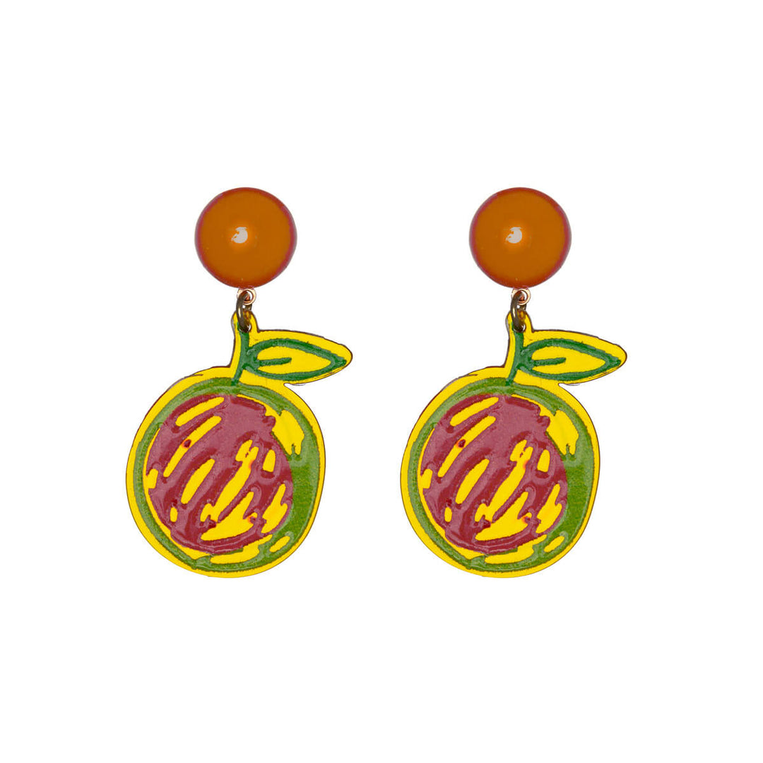 Plastic peach earrings