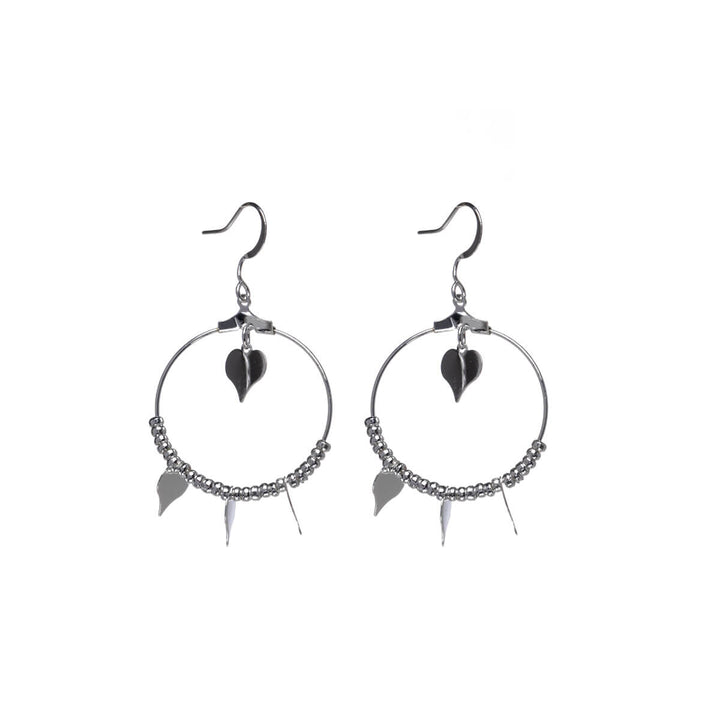 Hanging heart ring earrings