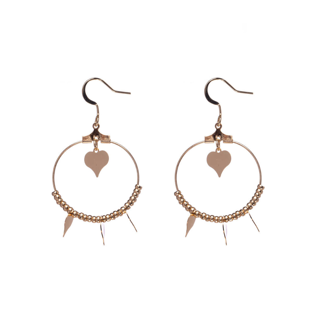 Hanging heart ring earrings