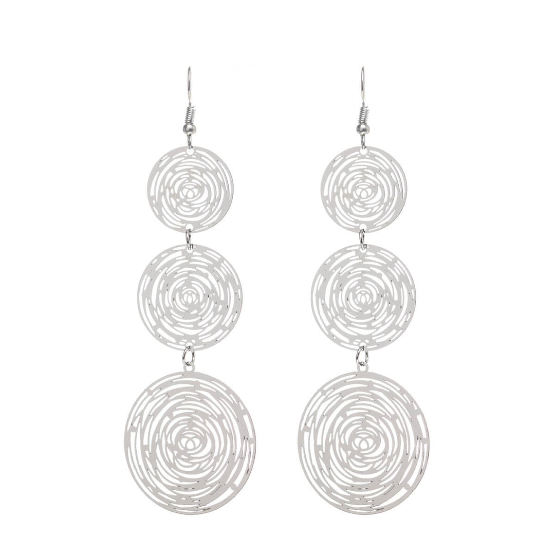 Textured hanging earrings with three rings