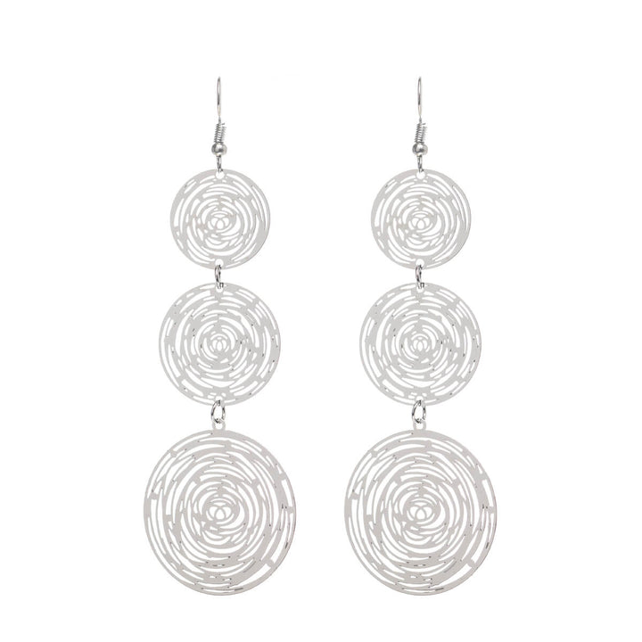 Textured hanging earrings with three rings