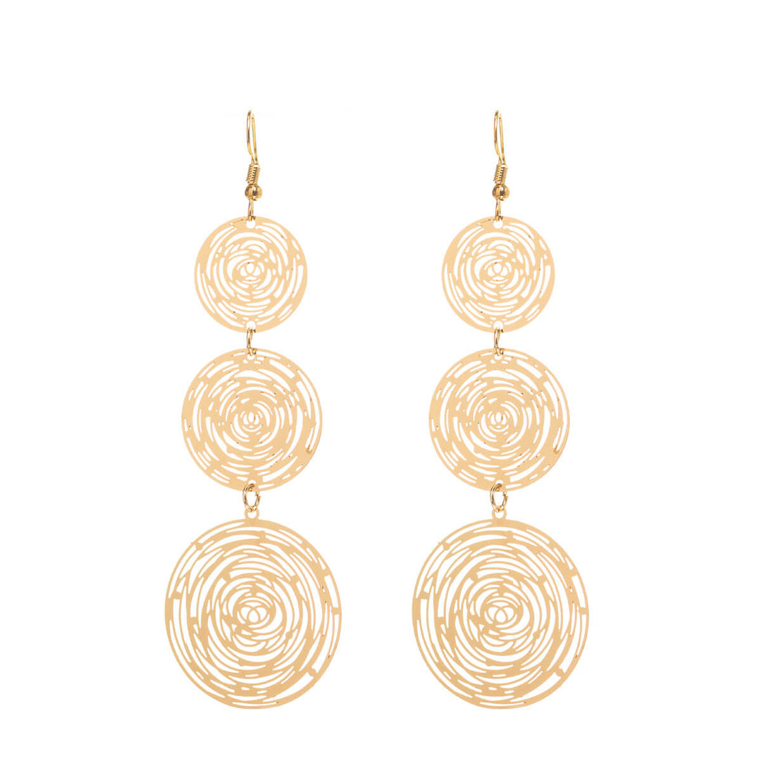 Textured hanging earrings with three rings