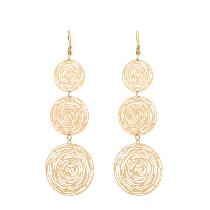 Textured hanging earrings with three rings