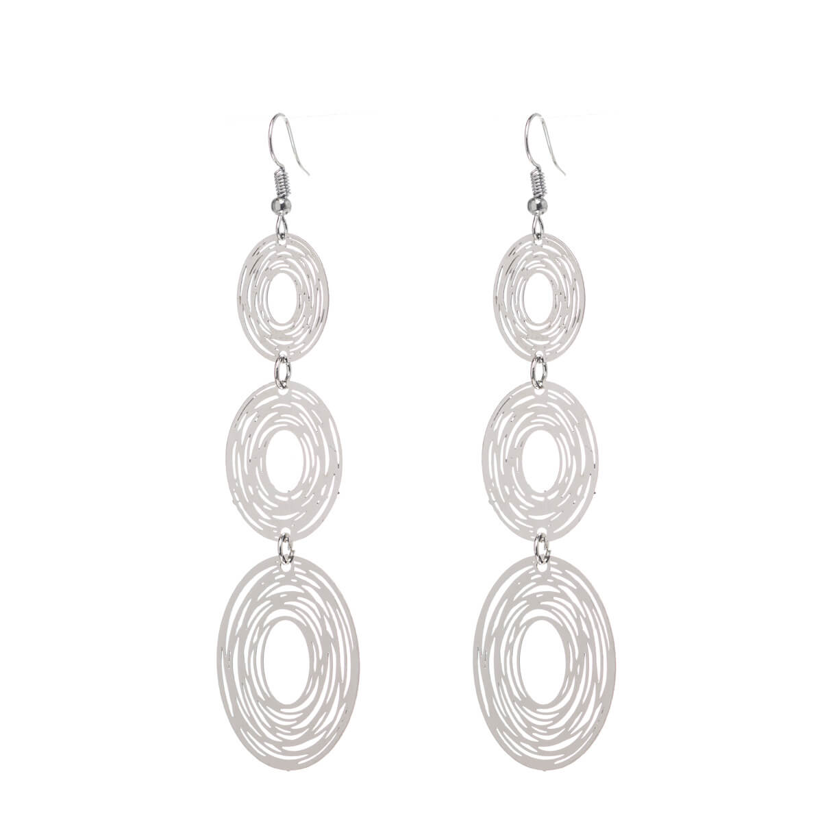 Textured hanging earrings with oval rings