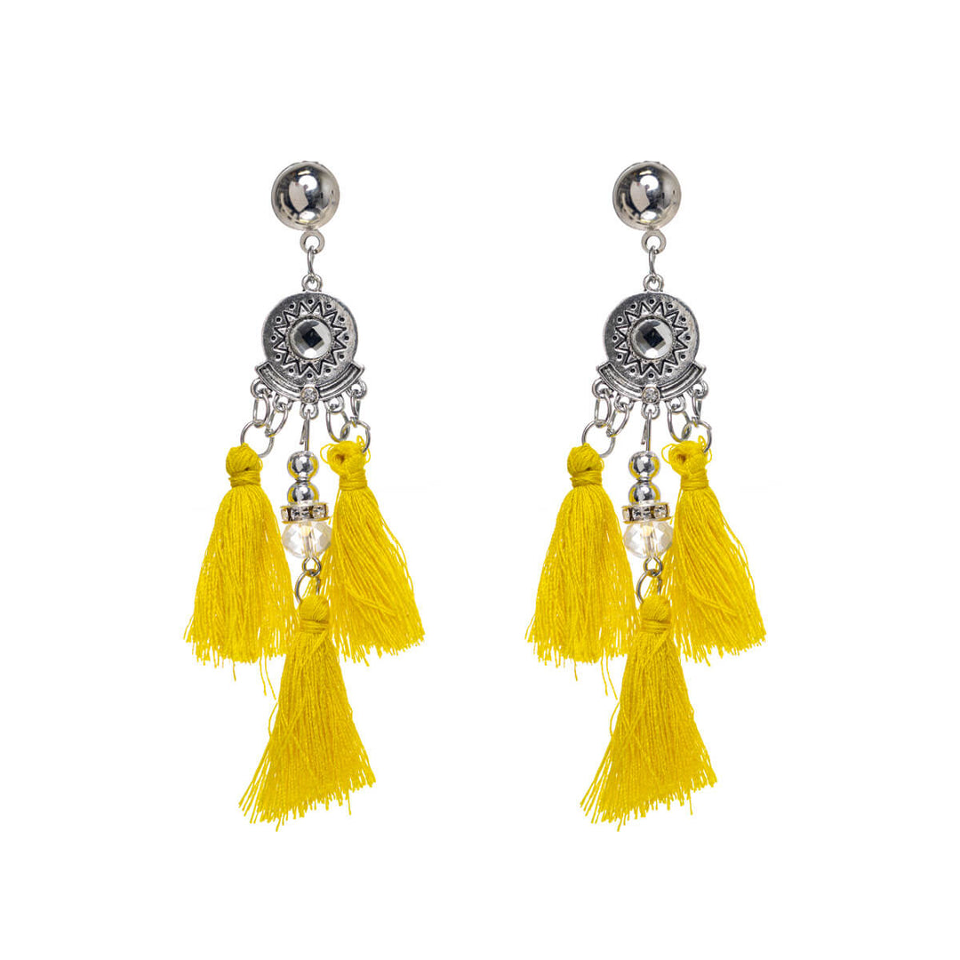 Sparkling fringe earrings with three fringes