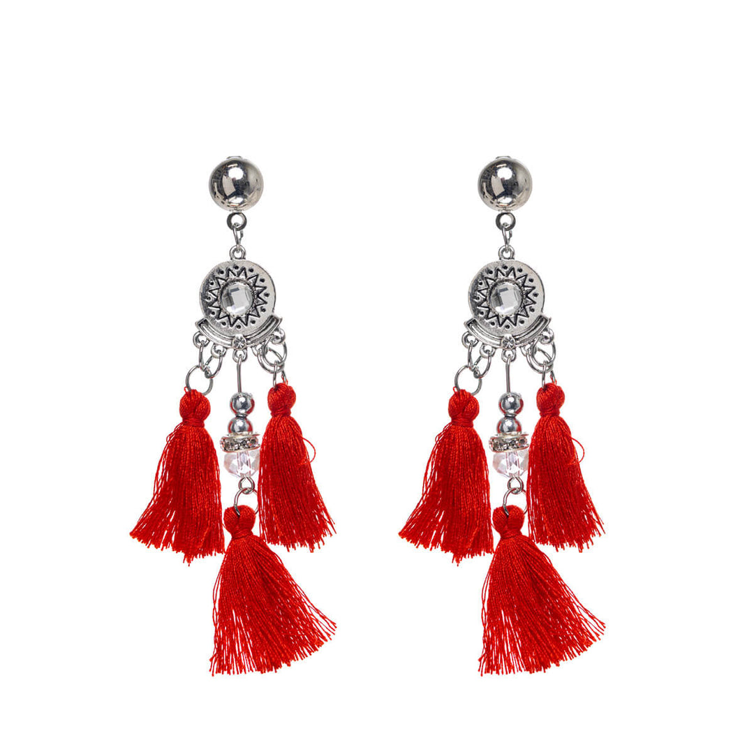 Sparkling fringe earrings with three fringes