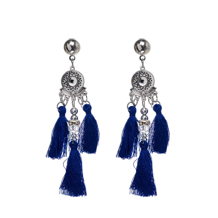 Sparkling fringe earrings with three fringes