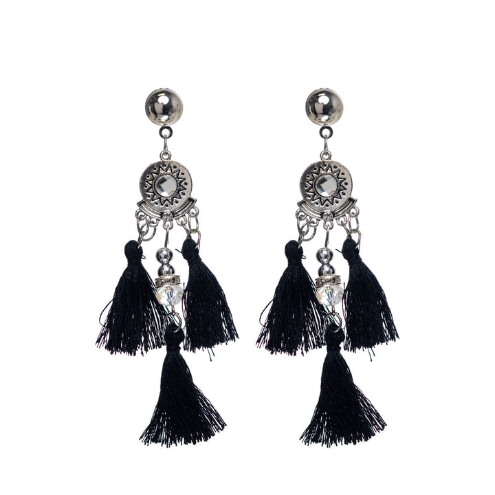 Sparkling fringe earrings with three fringes