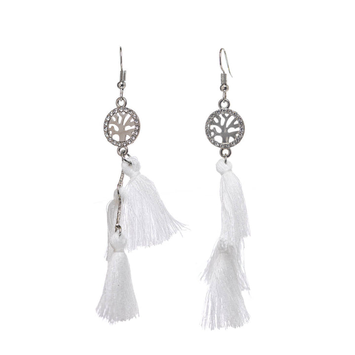 Sparkling fringe earrings tree of life