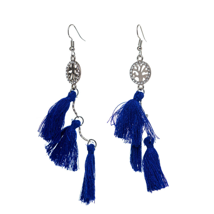 Sparkling fringe earrings tree of life