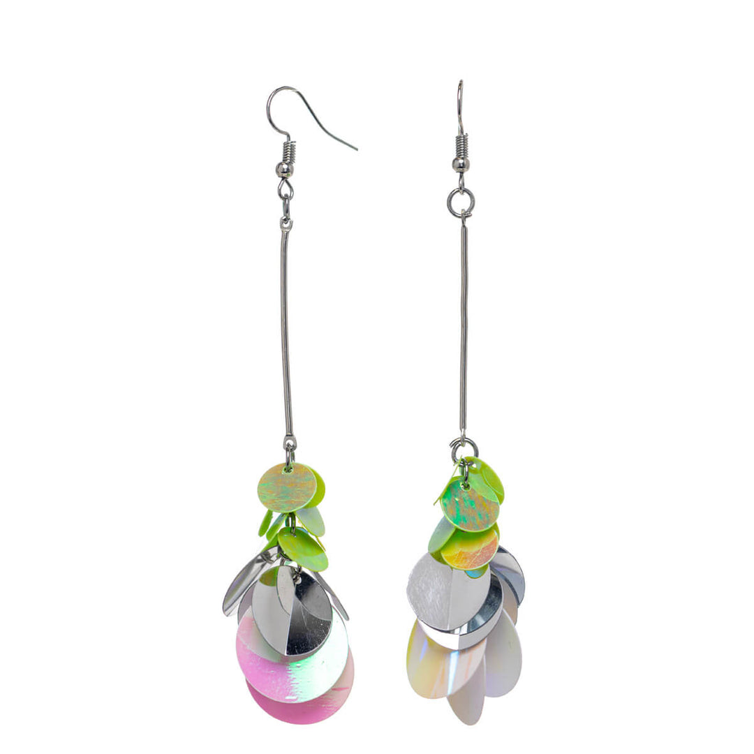 Hanging sequin earrings on a pole