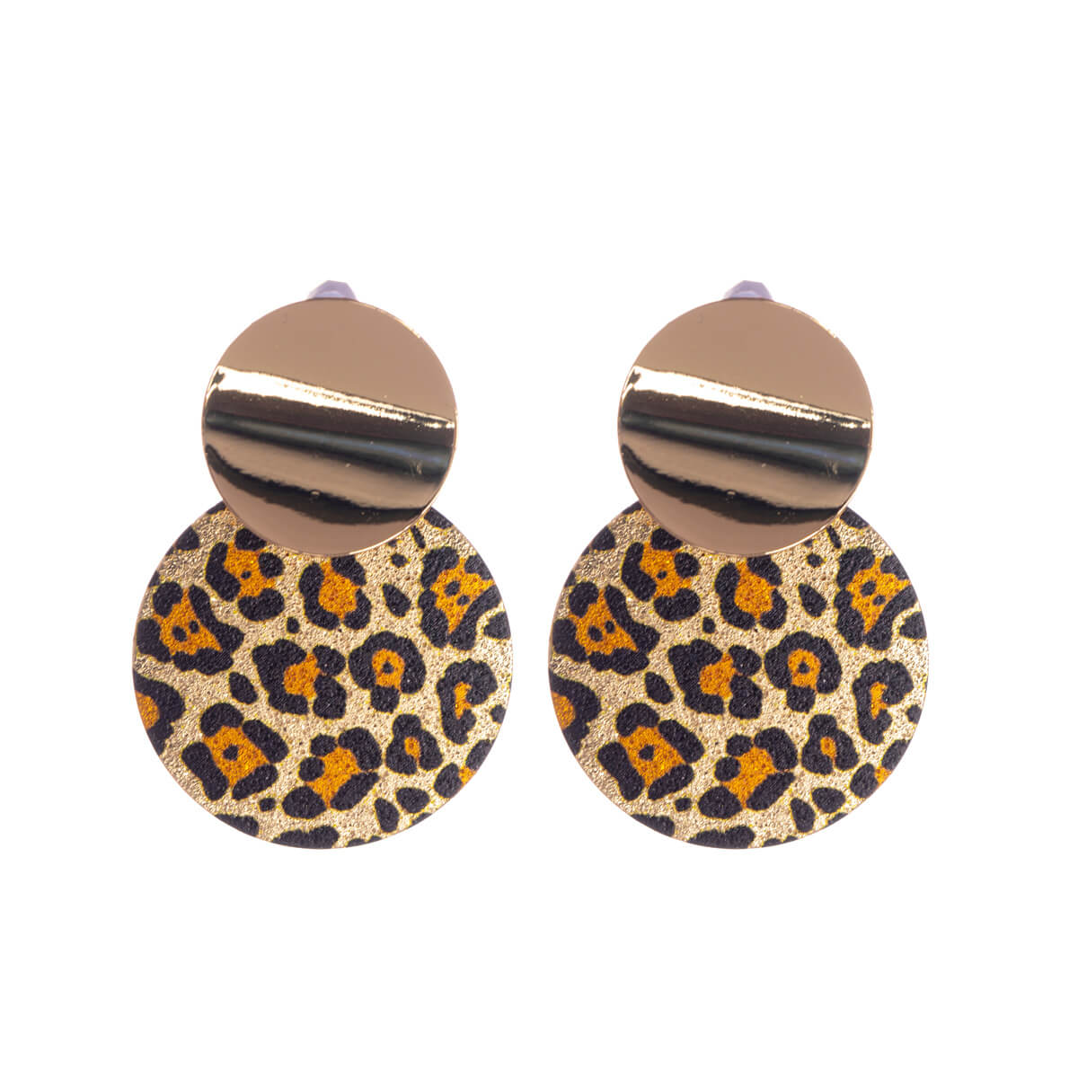 Hanging round leopard earrings