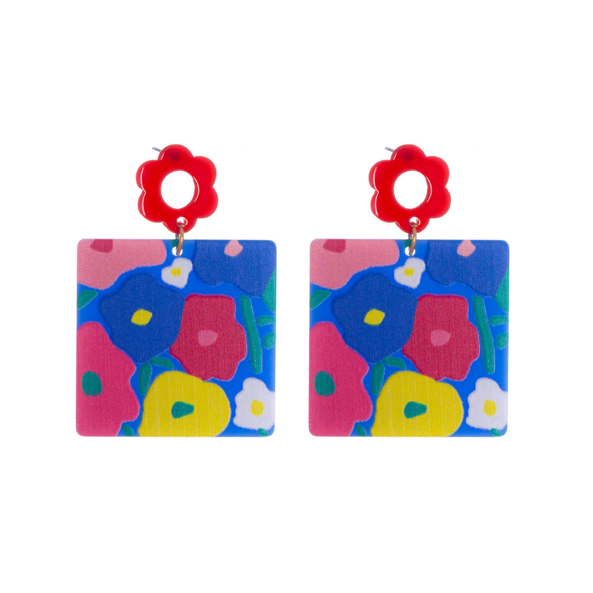 Square flower earrings