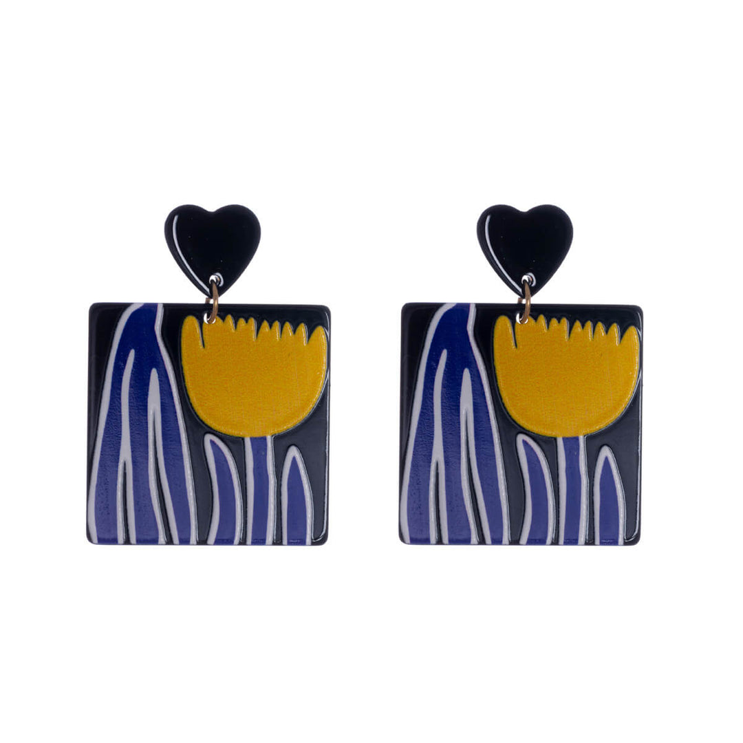 Square flower earrings