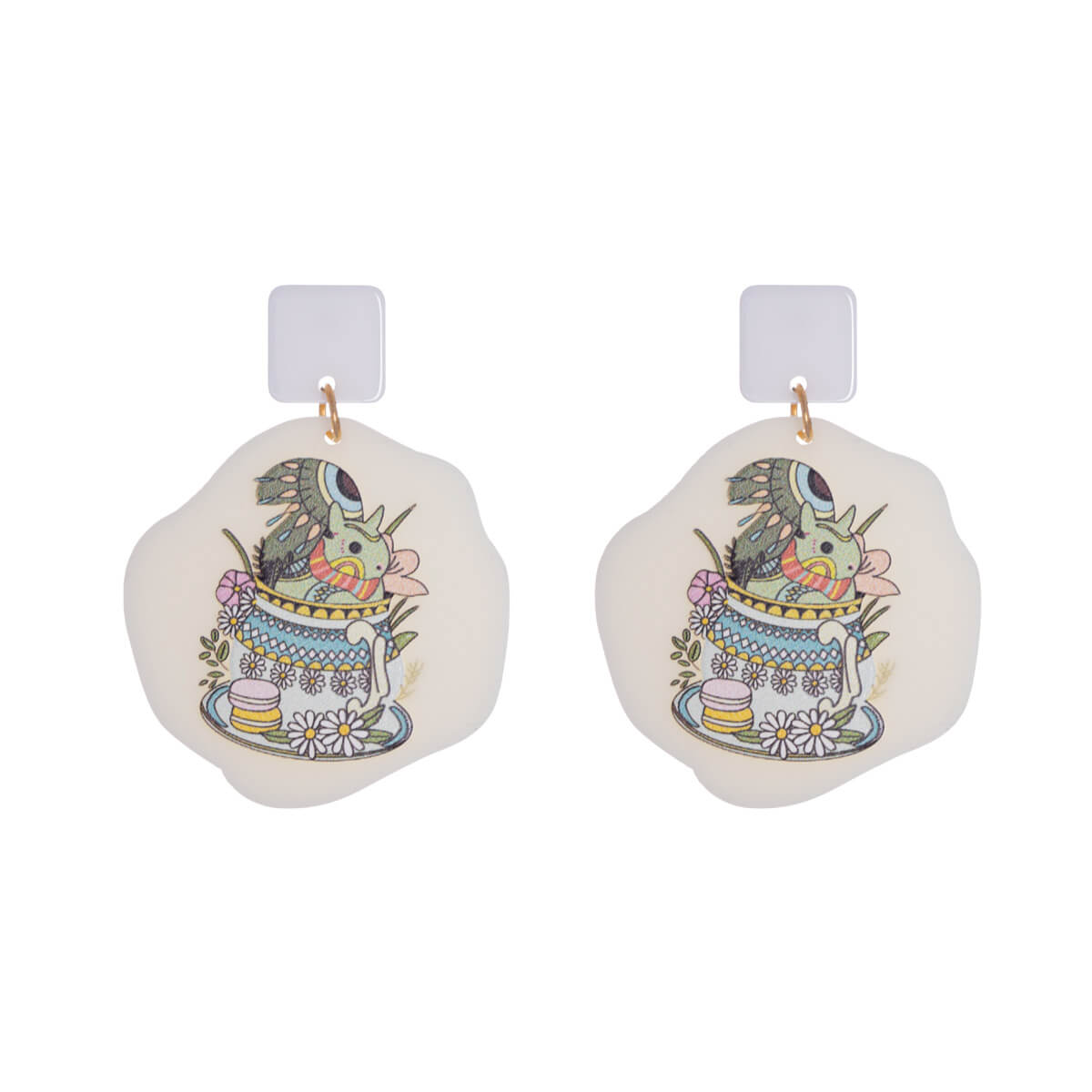 Textured teapot earrings
