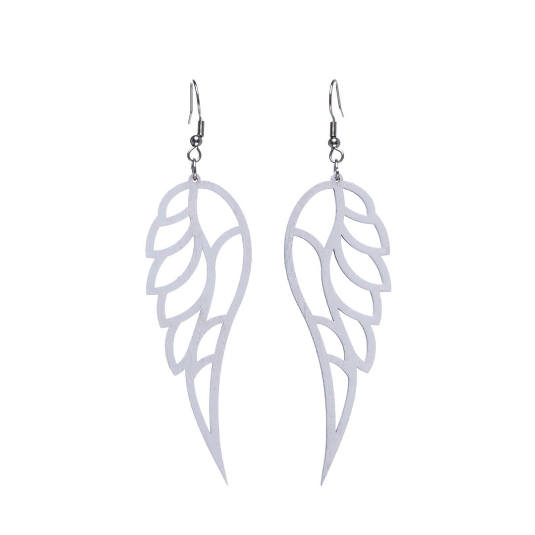 Angel wings wood earrings (Steel 316L)