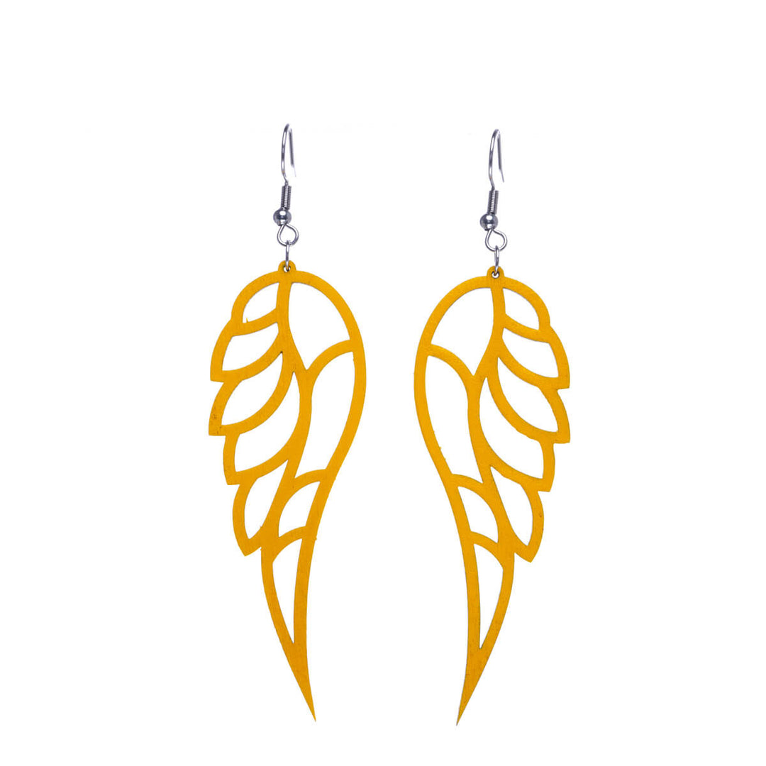 Angel wings wood earrings (Steel 316L)