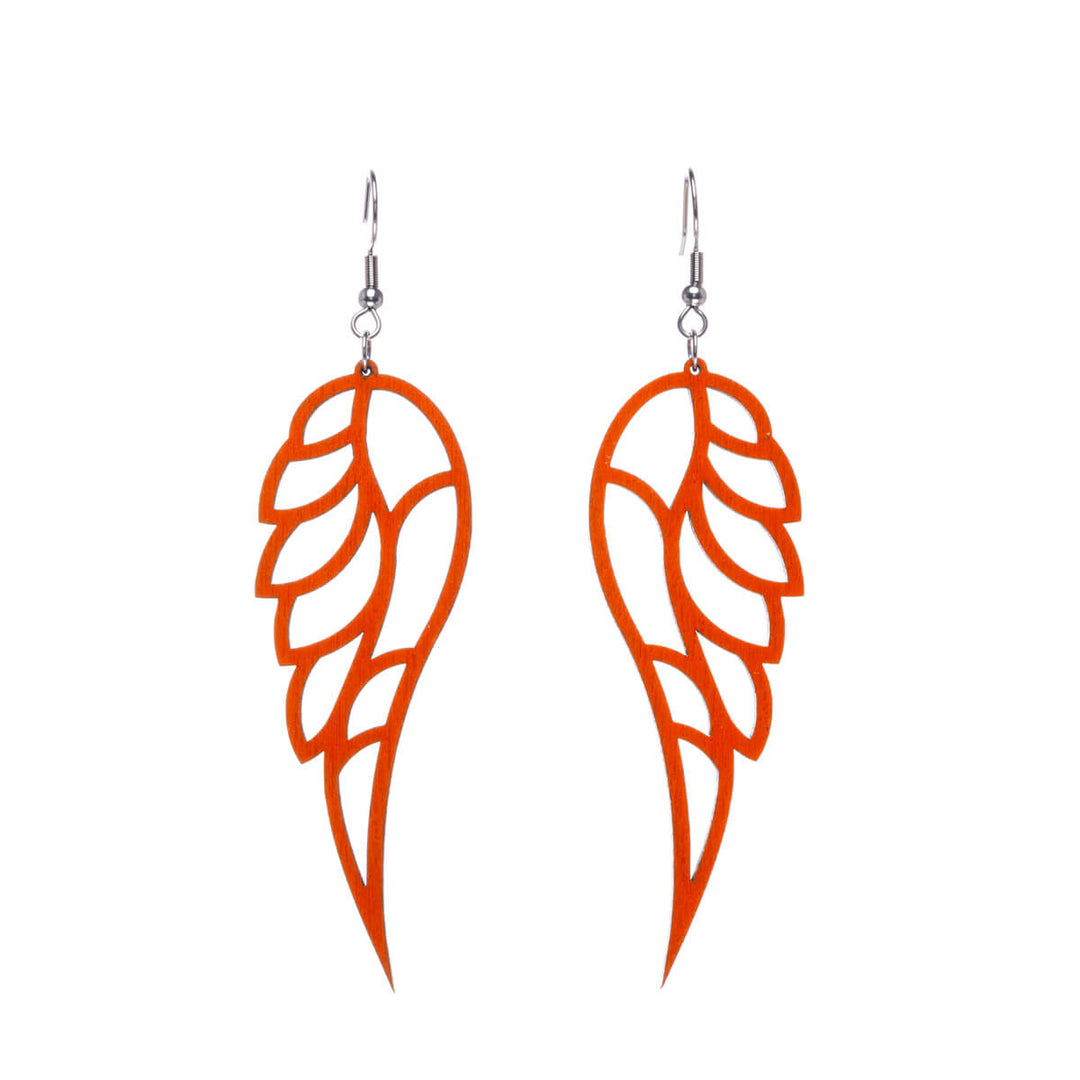 Angel wings wood earrings (Steel 316L)