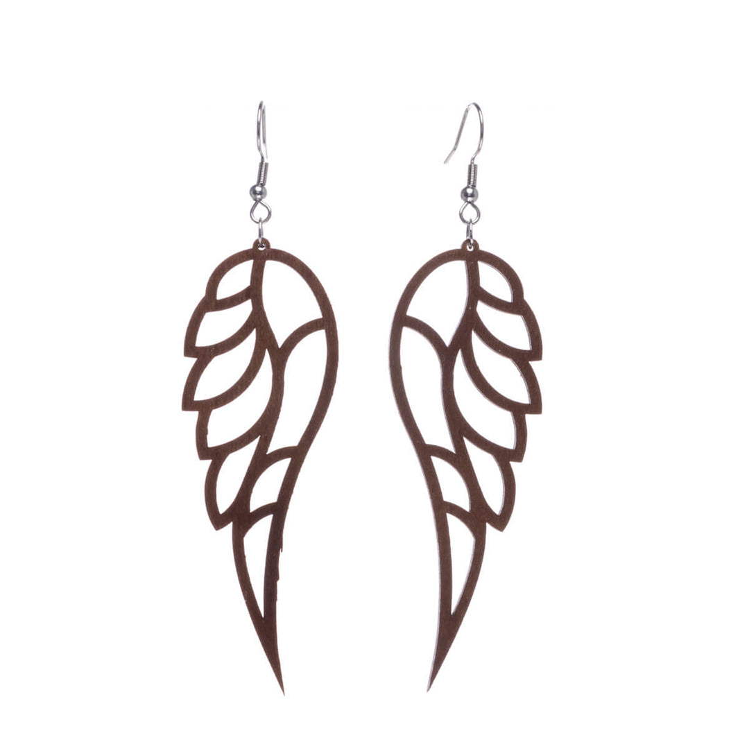 Angel wings wood earrings (Steel 316L)