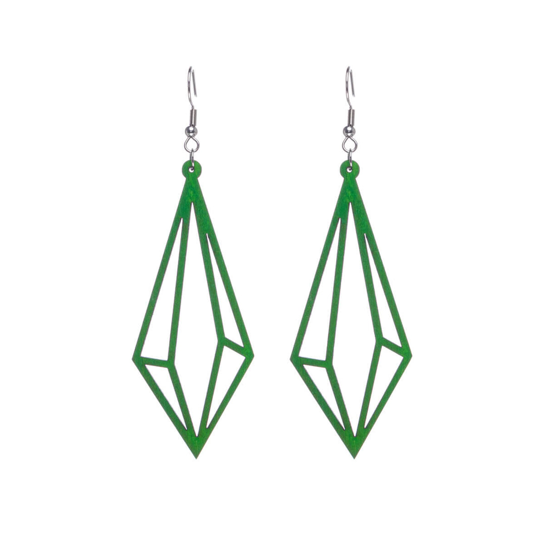 Gemstone wood earrings (Steel 316L)