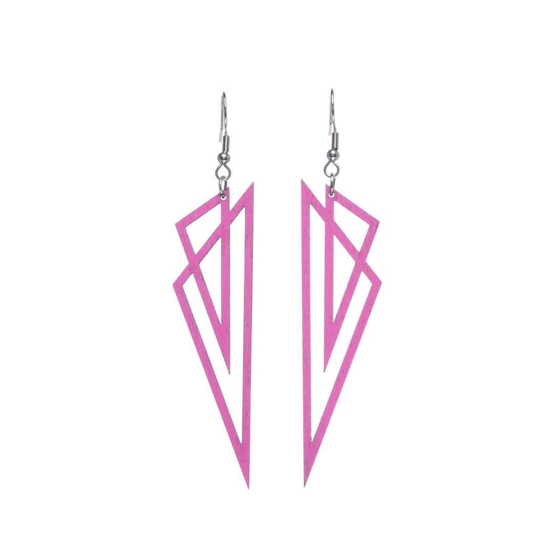 Triangles wood earrings (Steel 316L)