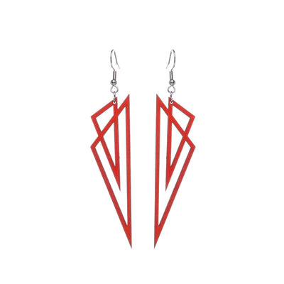 Triangles wood earrings (Steel 316L)