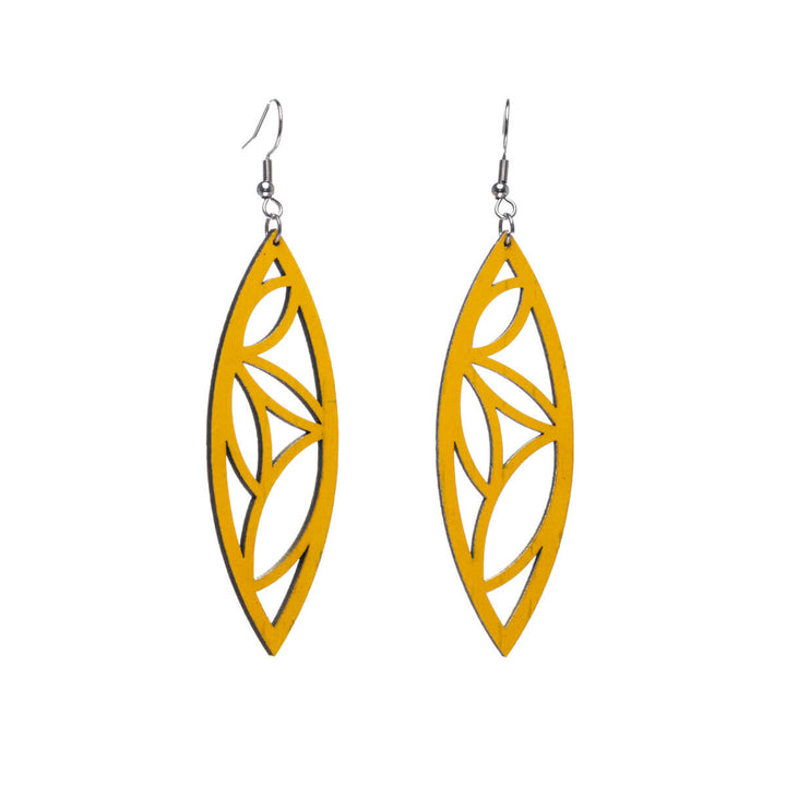 Palm leaf wood earrings (Steel 316L)