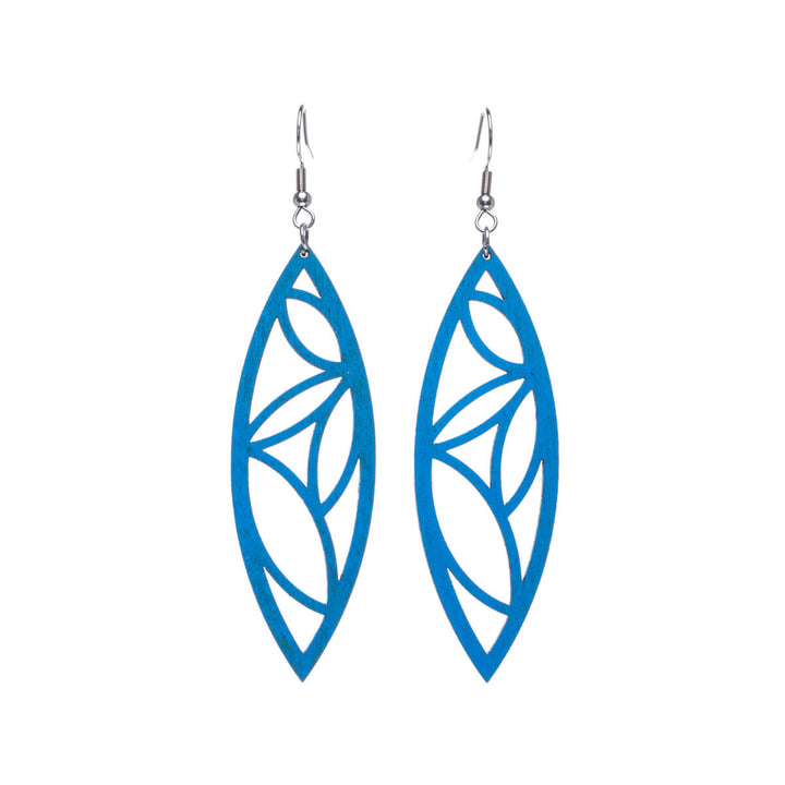 Palm leaf wood earrings (Steel 316L)