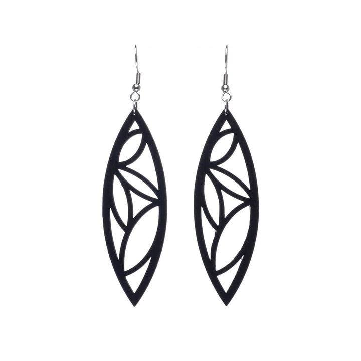 Palm leaf wood earrings (Steel 316L)