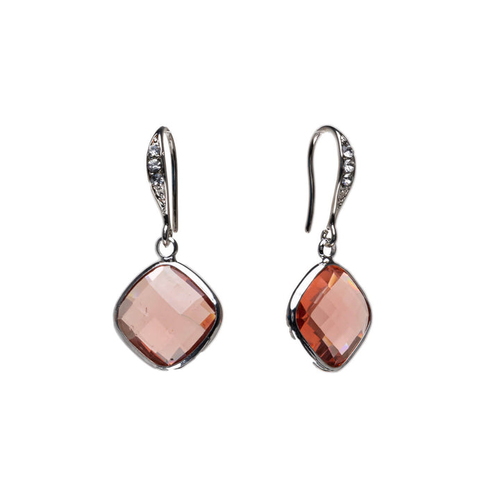 Sparkling hanging square earrings