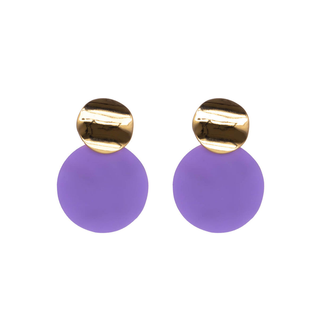 Round hanging earrings in two colours