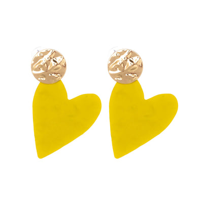 Uneven bicolour heart earrings