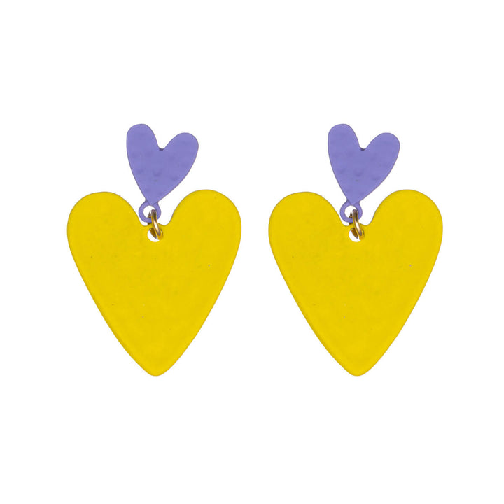 Uneven bicolour heart earrings