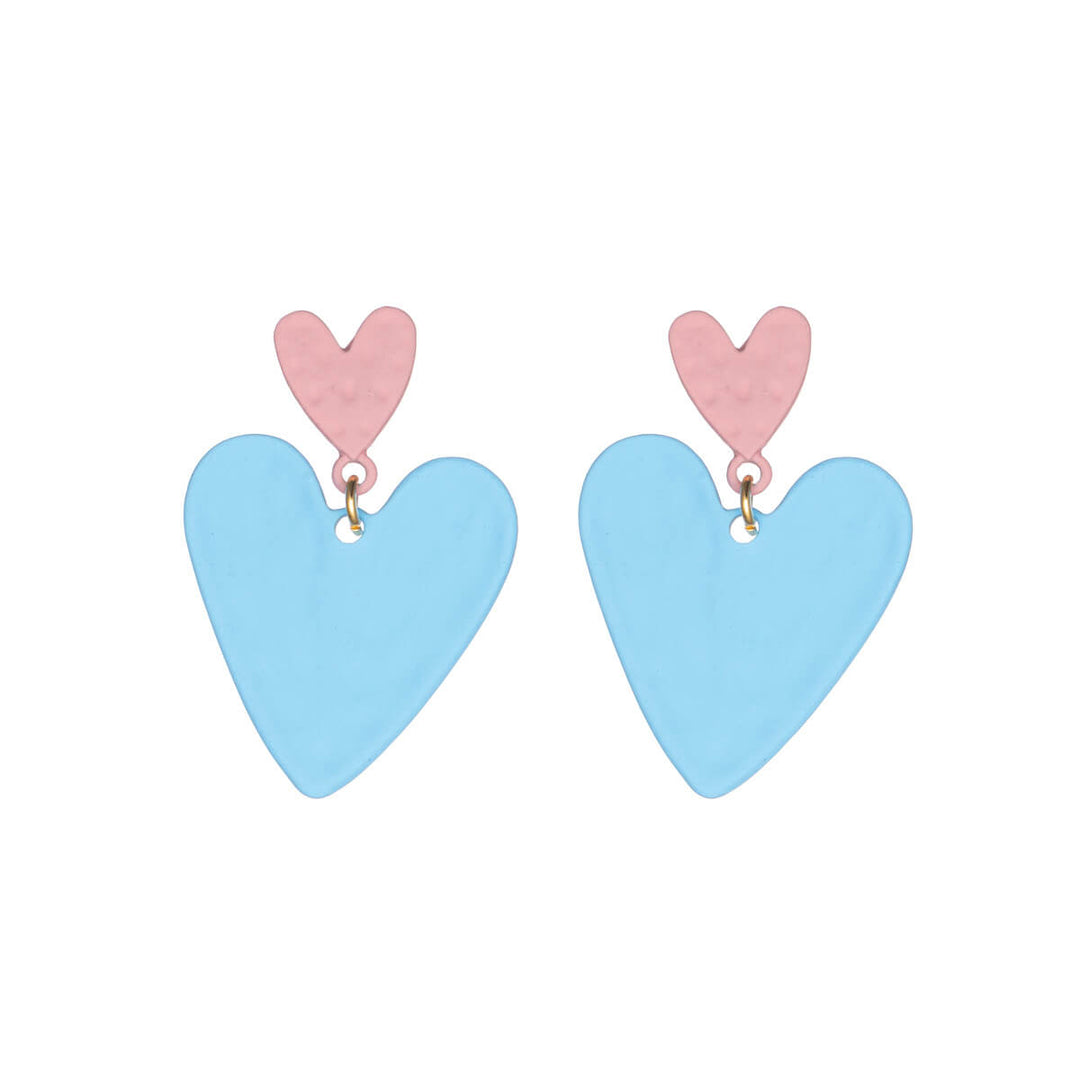 Uneven bicolour heart earrings