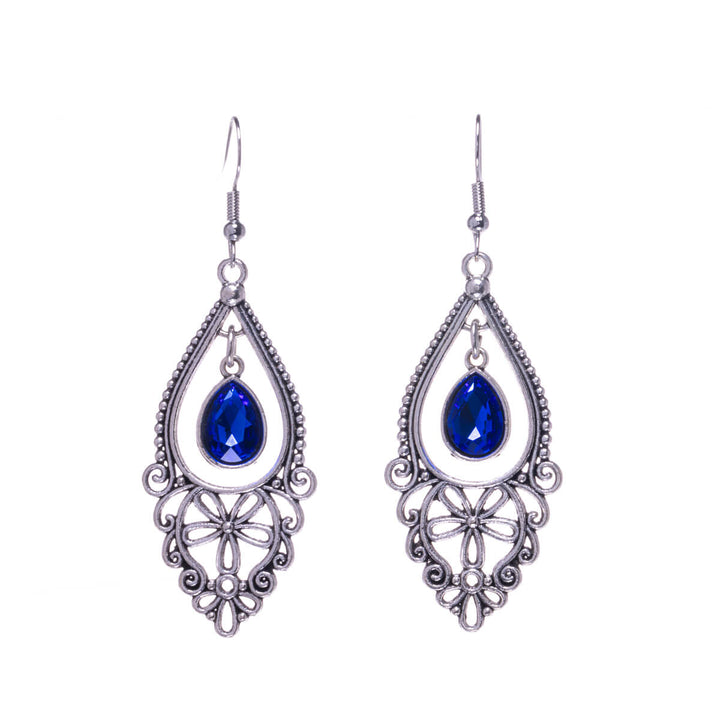 Decorative drop earrings with glass stone