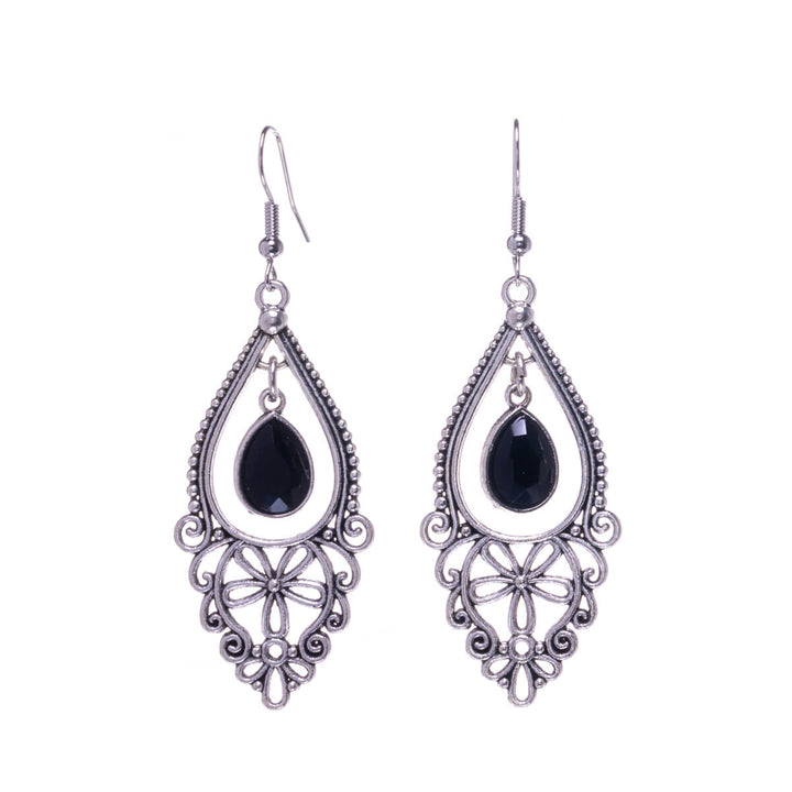 Decorative drop earrings with glass stone