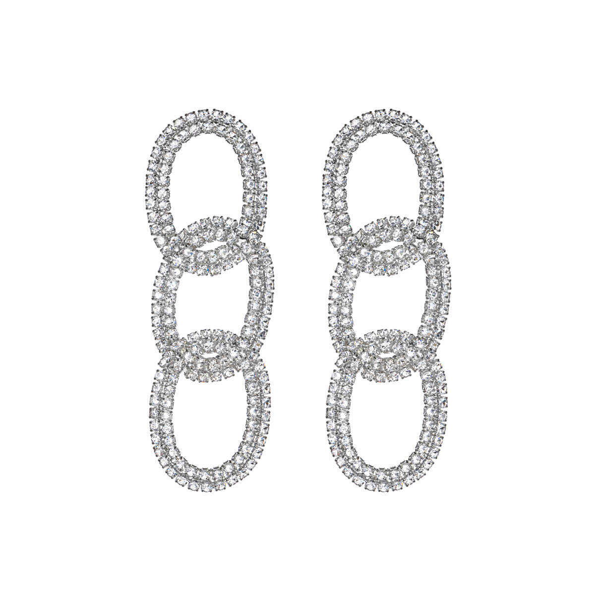 Glass-stone festive earrings with chain links