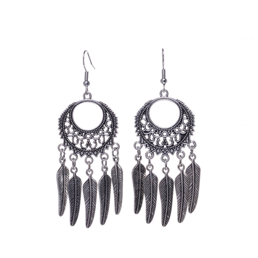 Bohemian hanging poppy earrings