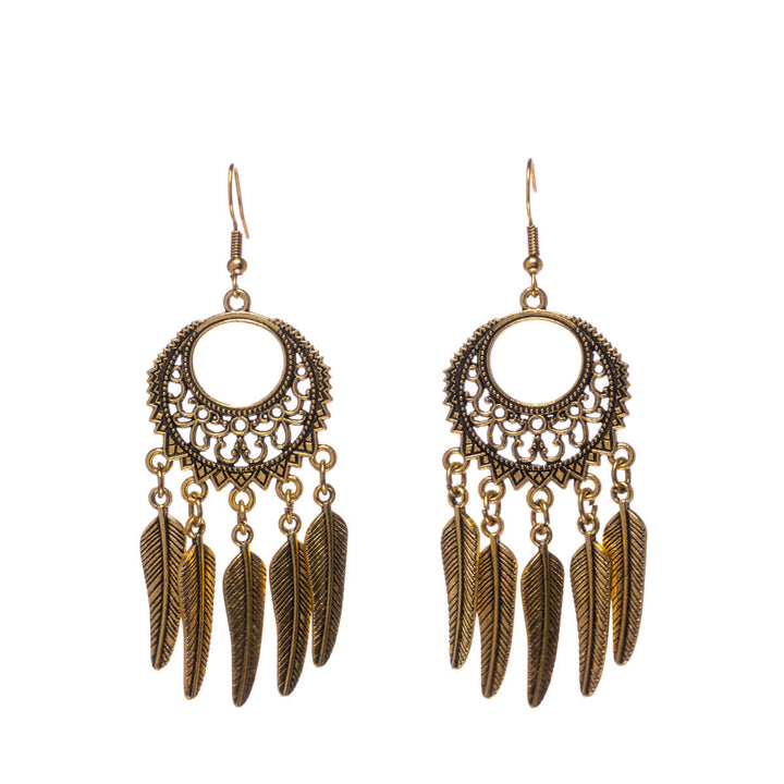 Bohemian hanging poppy earrings