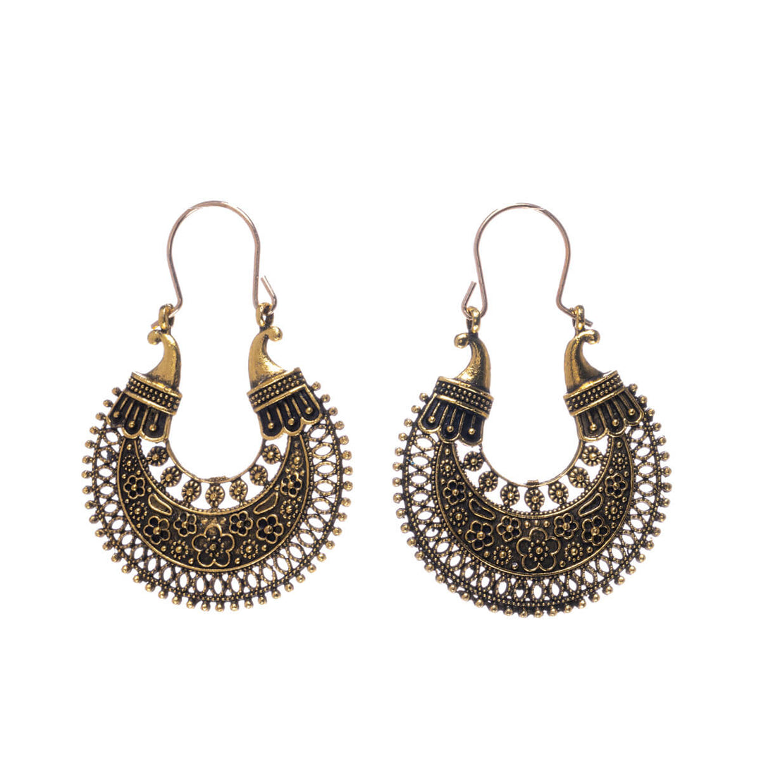 Hanging textured ring earrings