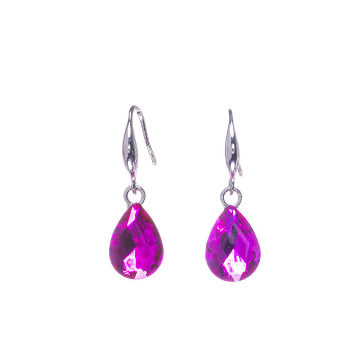 Glass stone teardrops hanging earrings