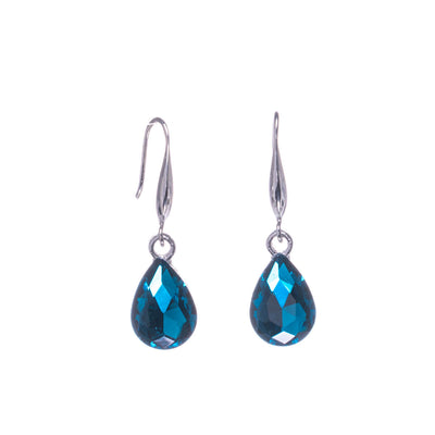 Glass stone teardrops hanging earrings
