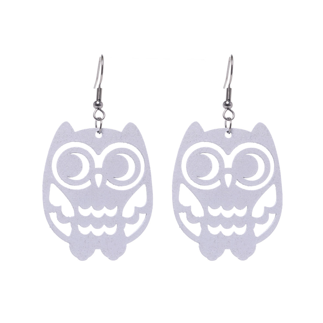 Owl wooden earrings (Steel 316L)