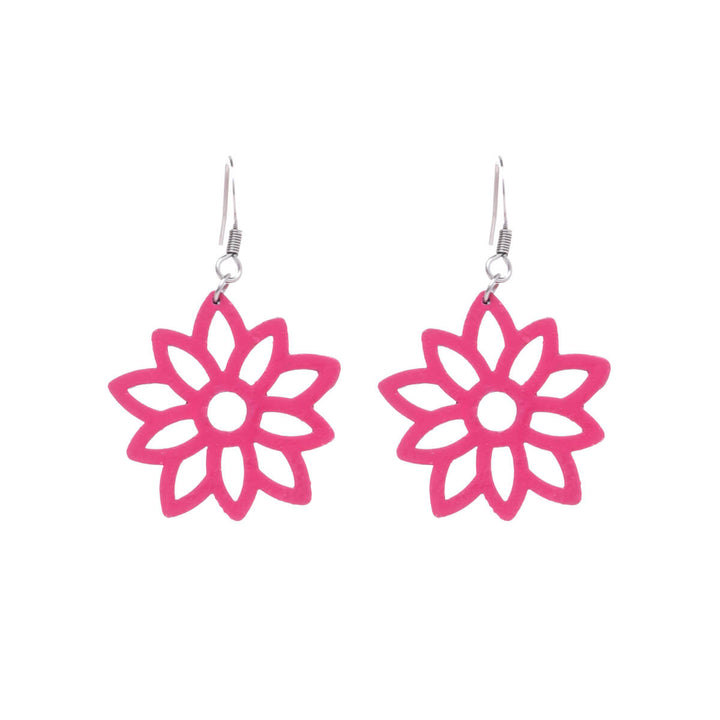 Wooden flower earrings (Steel 316L)